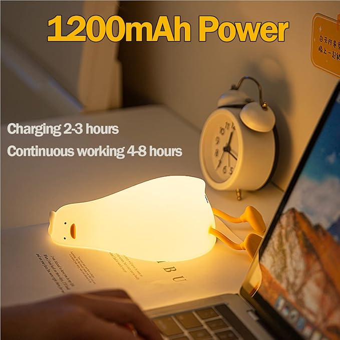 Night Light for Kids ,Cute Silicone Nursery Duck Lamp for Baby and Toddler,Fun Animals NightLight for Boys and Girls,Squishy Night Lamp for Bedroom,Kawaii Bedside Lamp for Kids Room