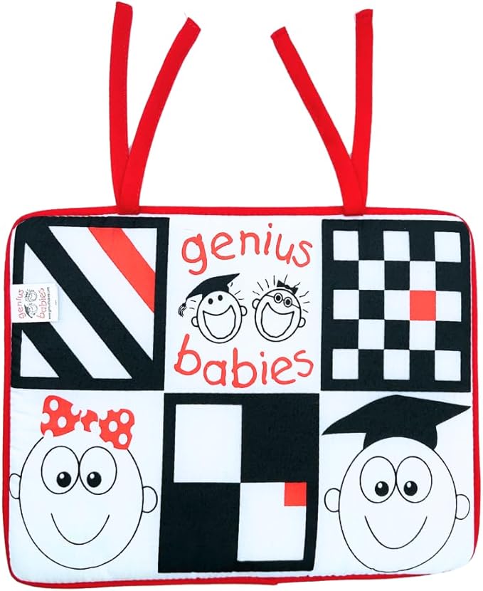 Genius Baby Toys Reversible Crib Mirror With High Contrast Colors - Easy to Attach, Lightweight and Portable - Great for Tummy Time