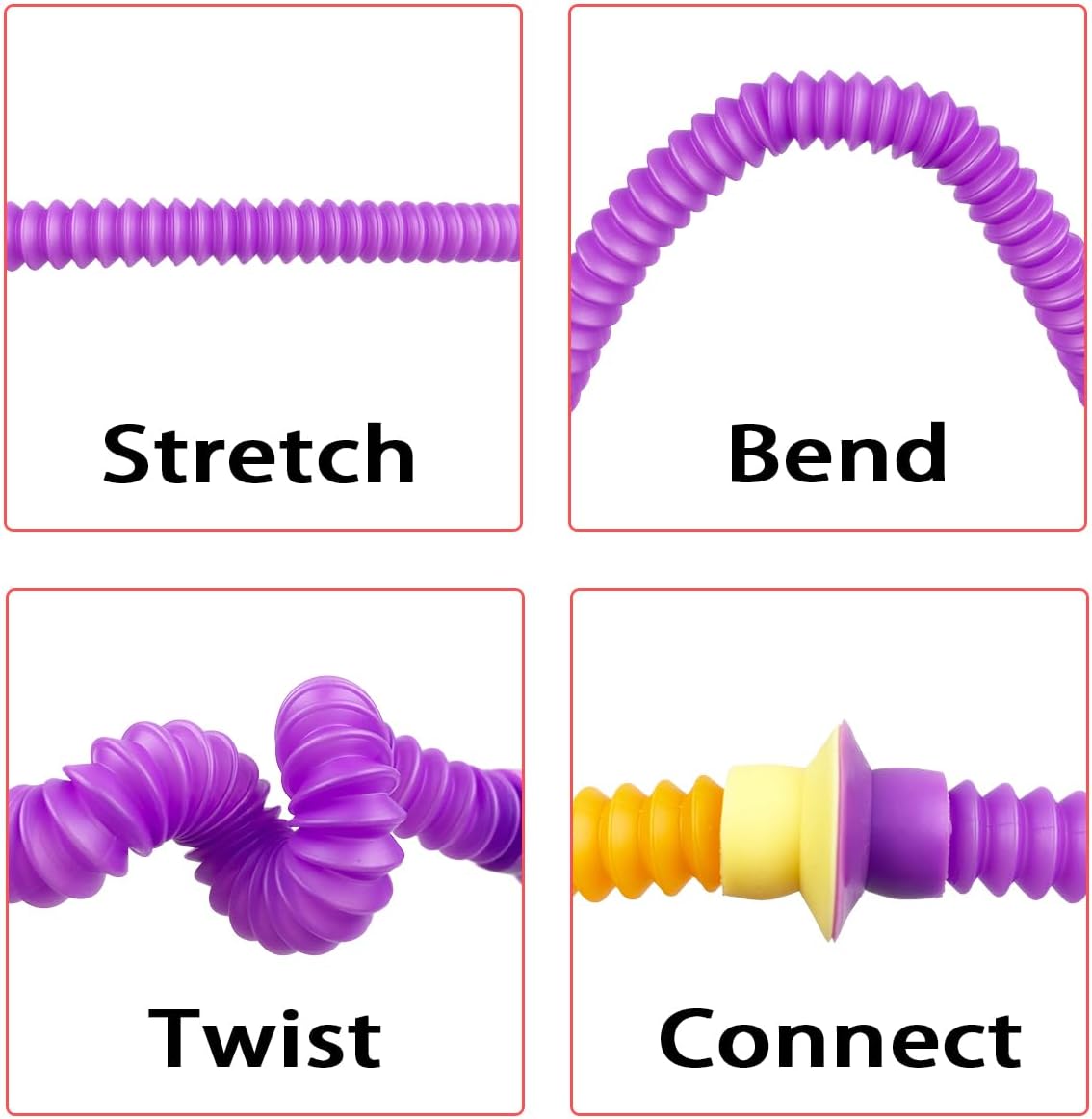 Anditoy 4 Pack Easter Bunny Suction Cup Pop Tubes Toys Sensory Toys for Kids Boys Girls Toddlers Easter Basket Stuffers Gifts Party Favors