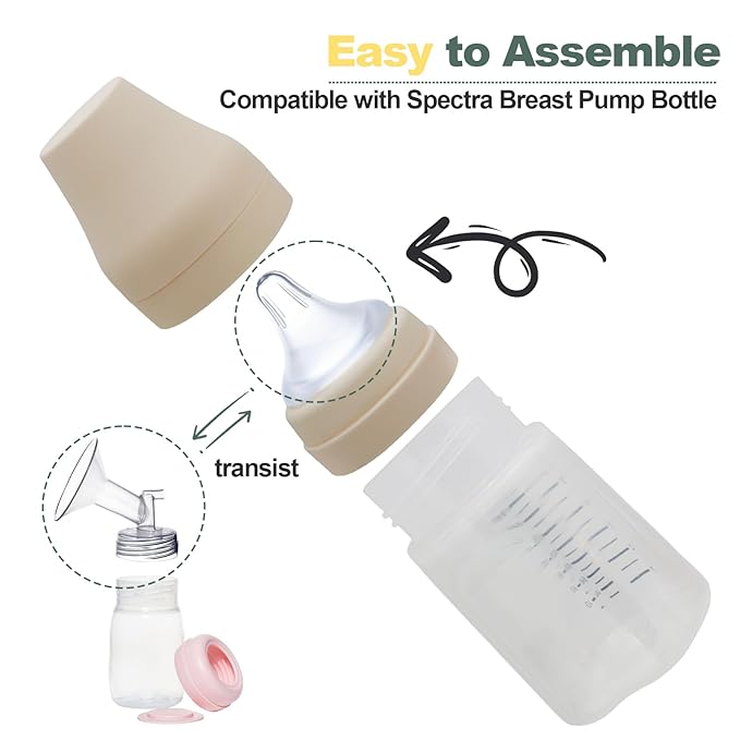 Bottle Nipples Compatible with Spectra with Baby Safe Soft Silicone,Medium Flow Nipples for Bottles Compatible with Spectra,Size 0-12 Month,2PCS (M)