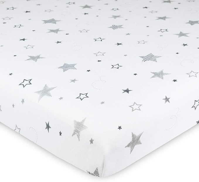 American Baby Company 100% Natural Cotton Fitted Cradle/Bassinet Sheet 36" x 18" - Soft, Breathable & Hypoallergenic Bed Sheet, Super Stars, Neutral for Boys & Girls