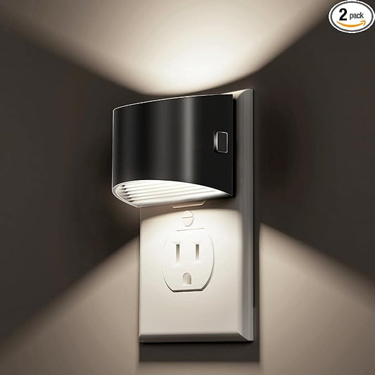 L LOHAS LED Night Lights Plug into Wall 2 Pack, Nightlight with Dusk to Dawn Sensor,3 Level Brightness Adjustable, 5000K Daylight White