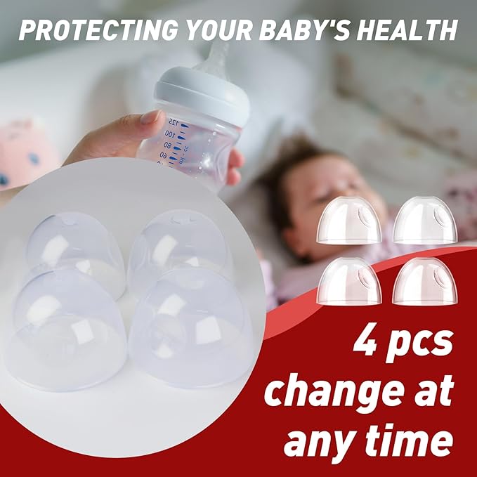 4-Pack Baby Bottle Caps for Philips Avent Natural Bottles, Baby Bottle Lids, Baby Bottle Nipple Caps for Avent Natural Plastic and Glass Bottles
