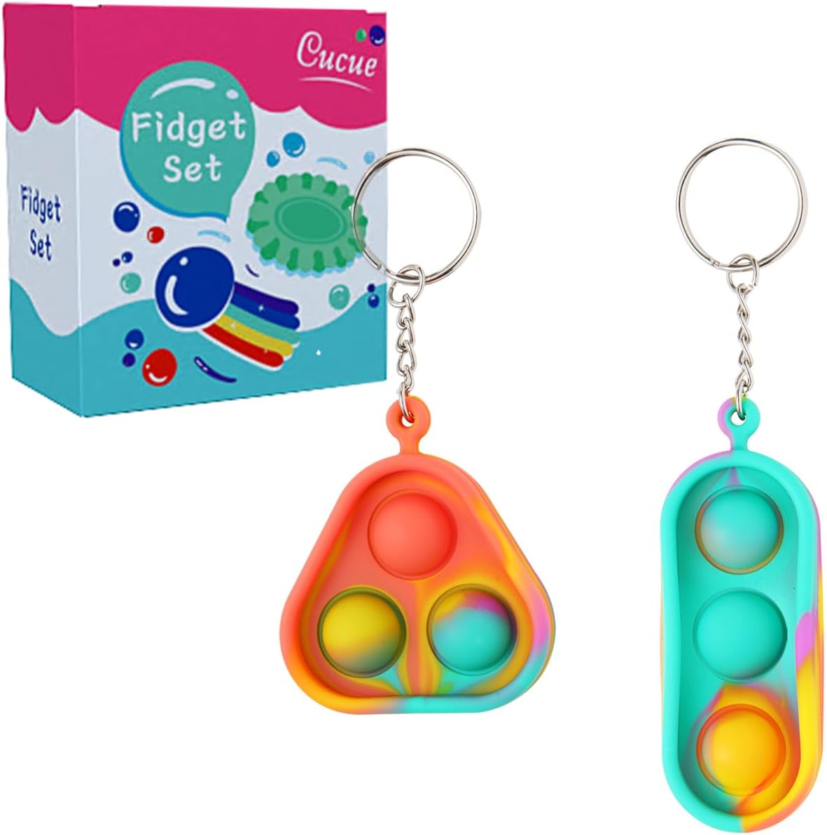 Simple Fidget Pop Toys - Portable, Calming Sensory Hand Toys for Fun & Stress Relief - Soft & Flexible Silicone Materials Keychain - Durable Poppers for Kids & Adults