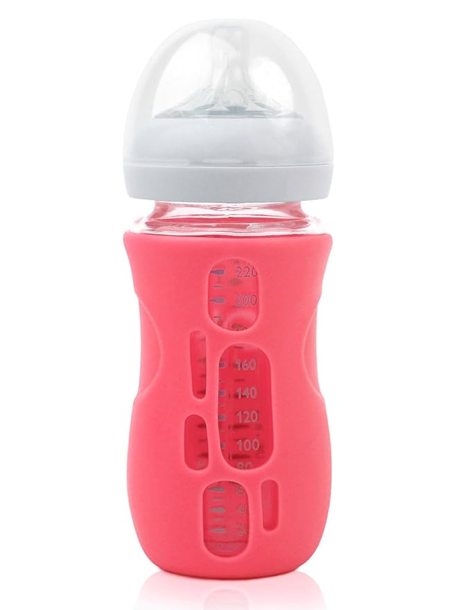 Olababy Silicone Sleeve for Avent Natural Glass Baby Bottles (8 oz, Pink)