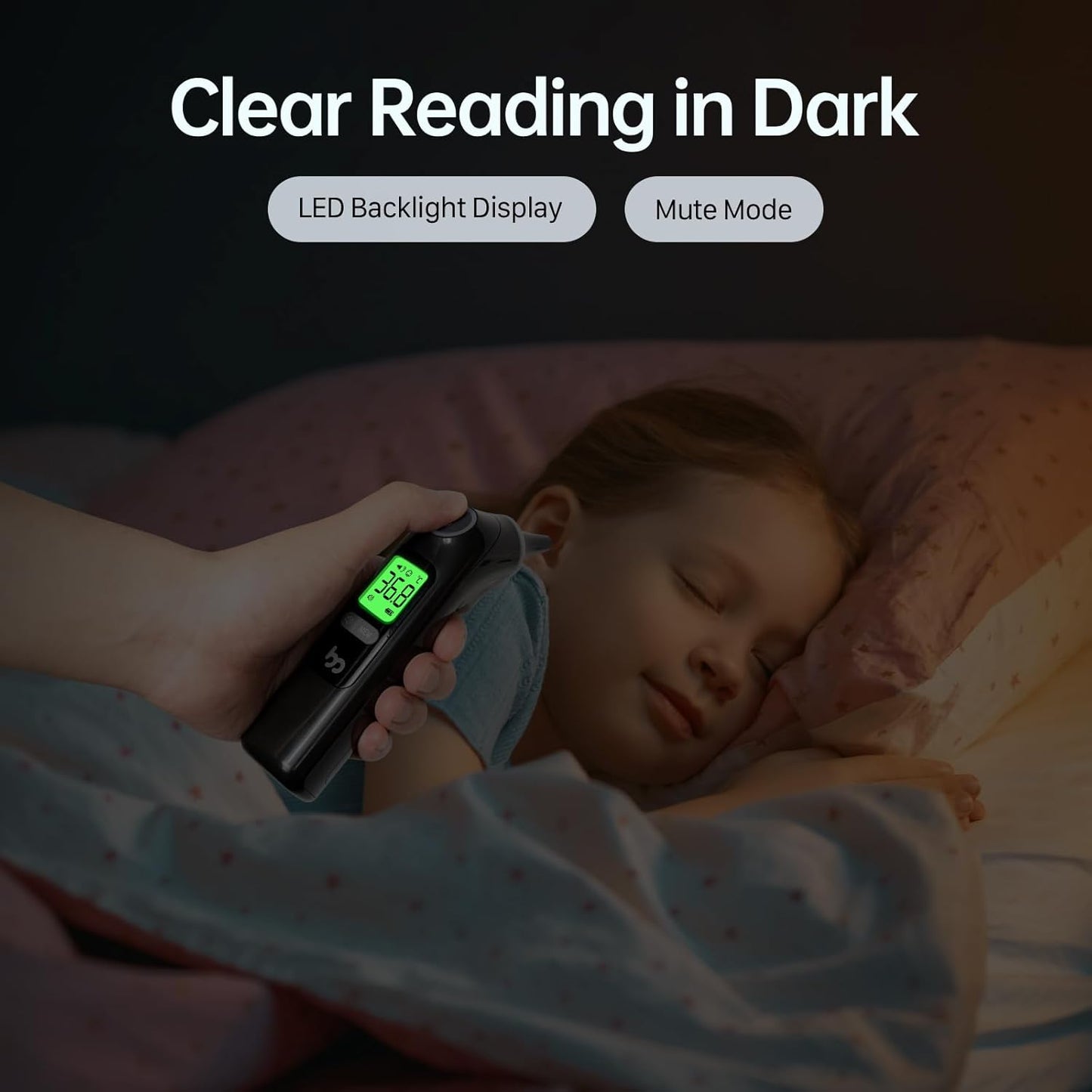 Ear Thermometer, Highly Accurate Ear Thermometer for Kids, Adults and Babies, 30 Memory Recall, 1s Result and 3-Color Fever Alert, with 24 Disposable Probe Covers, Black