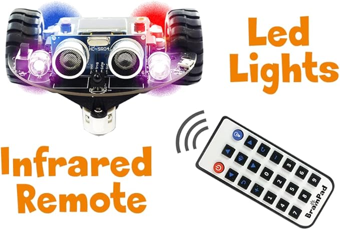 BrainPad Pulse with Robot Kit, a MakeCode STEM Microcomputer for Coding Robots, Games, & Circuits