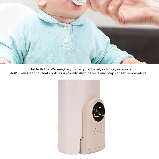 YUYTE Portable Baby Bottle Warmer, Milk Warmer for Bottles 6 Temperature Settings Auto Off with 6000mAH Battery for Travel Outdoor Feeding