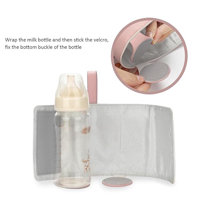 GOTOTOP Bottle Warmer Bag Portable Baby Bottle Warmer Leather Three Gears Adjustable Heated Bottle Bag Car Portable Thermostat Heating Cup Cover (b)