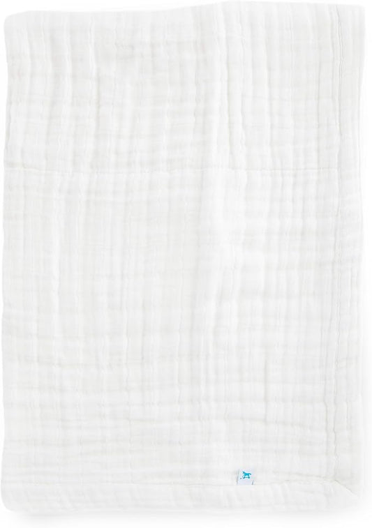 Little Unicorn Newborn Receiving Quilt | Ultra- Soft, Multi-Layered Muslin Fabric | Gift for Newborns & on-The-go (White)