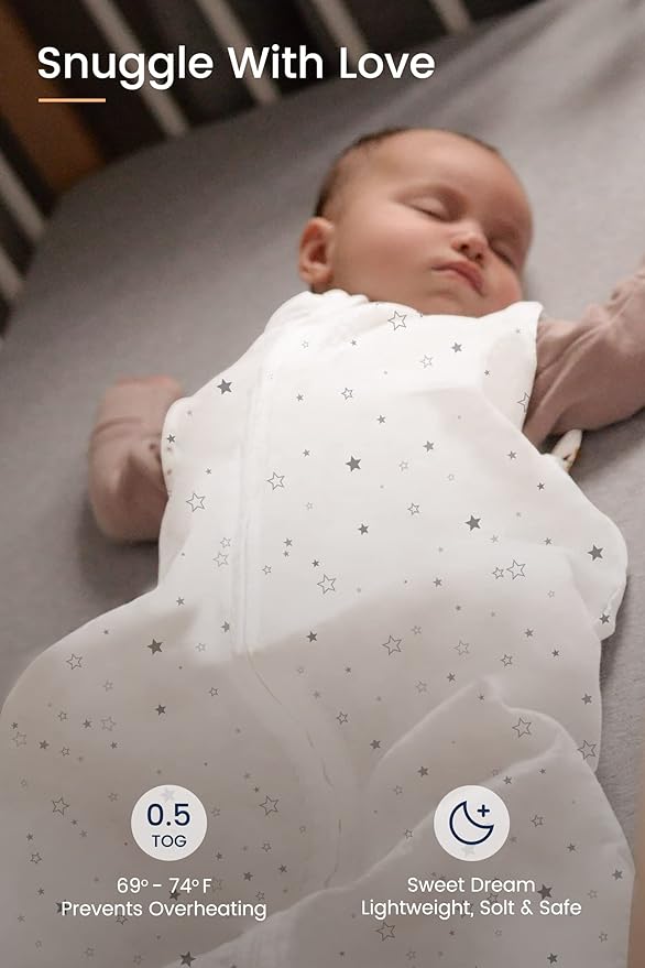 TotAha Light Sleep Sack, Stretchy, Soft, Cozy Wearable Blanket Sleep Bag with 2-Way Safe Zippers for 0-6-12-24 Months 0.5 TOG
