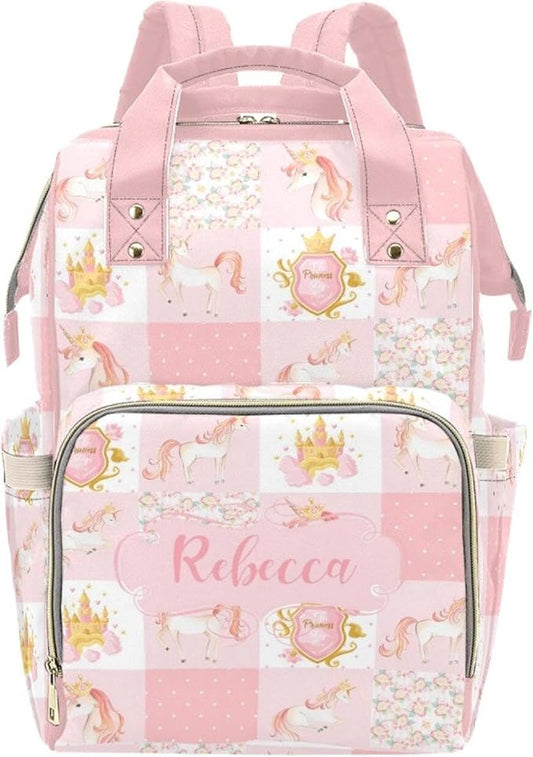 Personalized Unicorn Diaper Bag with Name – Custom Baby Bag, Nursing Tote Backpack for Mom, Custom Name Mommy Daypack, Shower Gift for Baby