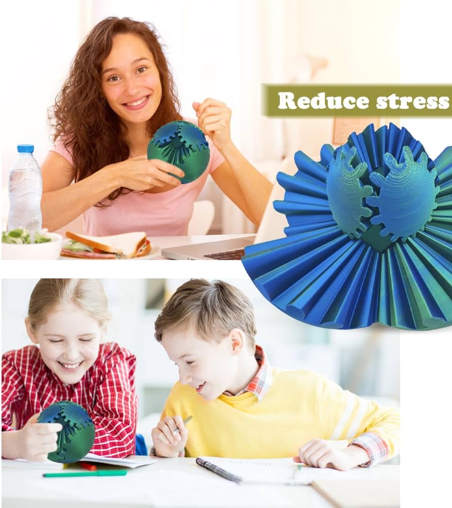 3D Printed Gear Ball, Gears phere Gear Ball Fidget Toy, Puzzle Balls, Fidget Ball, Cube Fidget Toy ,Gear Ball Toys for Classroom Prizes, Party Birthday, Anxiety Relaxing and Stress. (Green)