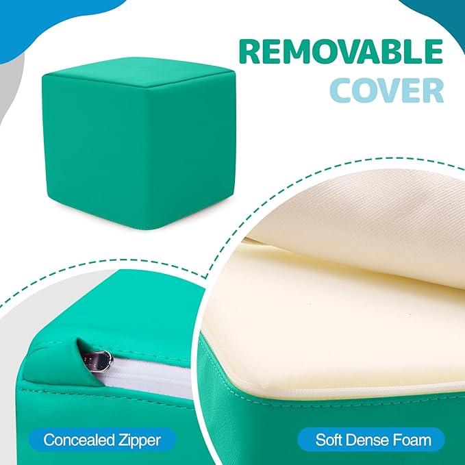 Foam Building Blocks for Kids: 12-Pieces PU Leather Colorful Foam Blocks - Building Toys for Toddler - Giant Stacking Blocks Toys - Soft Indoor Playset for Birthday Gift Preschool Learning (Modern)