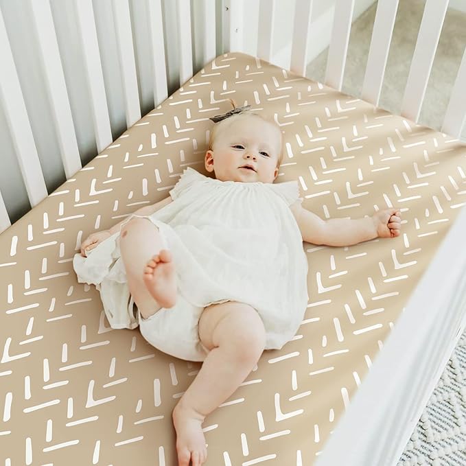 GRSSDER Stretchy Ultra Soft Jersey Knit Fitted Crib Sheets Set 2 Pack，Fits All Standard Crib Mattress Pads Safe and Snug, Rainbow Creative Painting Pattern