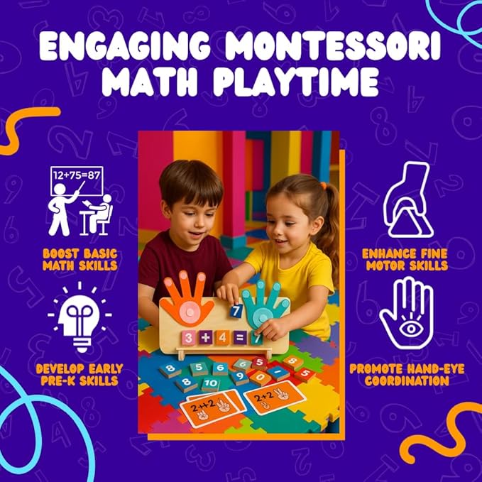 Montessori Educational Math Manipulatives Number Counting Kids 3 to 5 Homeschool Kindergarten, Interactive Learning Toy for Toddlers Preschoolers, Boys, Girls, Math Games, STEM Activities