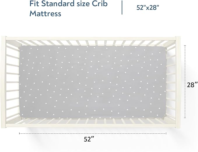 Crib Sheets for Boys 4 Pack, Fitted Baby Crib Sheet Neutral 52" x 28" for Standard Crib and Toddler Bed Mattress, Soft and Breathable Kid Toddler Sheets for Girls Boys, Grey