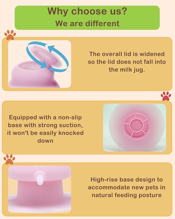 230ML Puppy Bottles for Nursing Puppy Milk - Premium Silicone Nursing Station with 4 Nipples - Dog Feeder for Multiple Newborn Puppies, Rabbits, Kittens Bottle Feeding Kit (Pink)