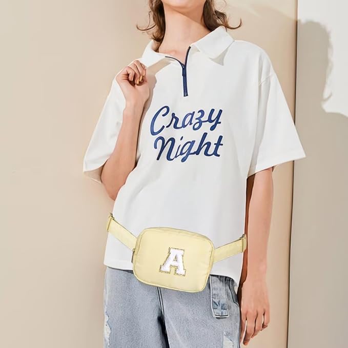 YOOLIFE Initial Belt Bag - Crossbody Fanny Pack for Women - Khaki Monogrammed Everywhere Bag