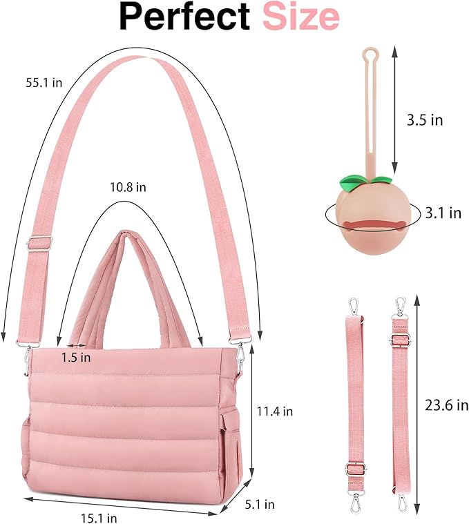 Diaper Bag Tote, Baby Diaper Tote Bags Crossbody Hospital Bag Travel Large Mommy Bag, with Silicone Pacifier Case