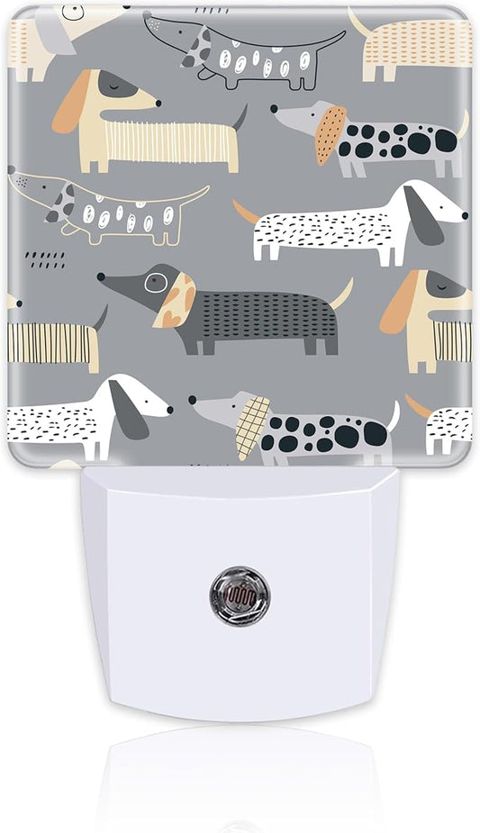 Cute Dachshund Night Light, Childish Cartoon Dogs Dusk to Dawn Night Light Plug in,0.5w Energy Saving Sleep Friendly Nightlights for Kids Boys Girls Home Decor