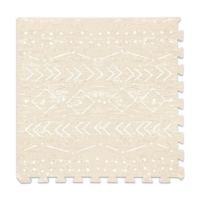 Baby Play Mat for Floor – 4x6ft Beige | Soft Non Toxic Premium EVA Foam Tiles for Tummy Time, Crawling & Playroom – Waterproof Interlocking Floor Mat for Babies & Toddlers by Lillefolk (6 Tiles)