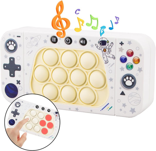 Quick Push Bubbles Pop Fidget Toy It Game, Fast Push Light Up Pop Interactive Sensory Toy, Fast Push Button Game for Kids Adult, Stress Relief Handheld Game Present Toy for 3 4 5 6 7 Years Boy Girl