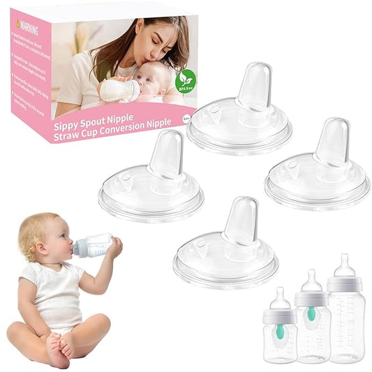 Sippy Spouts for Philips Avent Anti-Colic Baby Bottles, Food Grade Soft Silicone Sippy Cup Nipples, [Variable Flow] [Spill-Proof] [BPA-Free],6m+, 4 Count (Sippy Nipples)