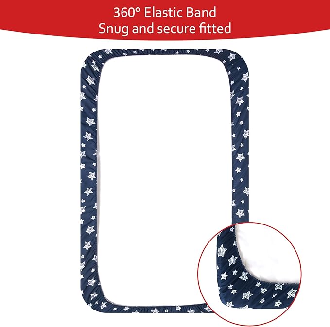 Mini Portable Crib Sheets for Boys (38" X 24") 4 Pack, Compatible with Dream on Me, Delta Porta Crib and Arms Reach Ideal Cosleeper