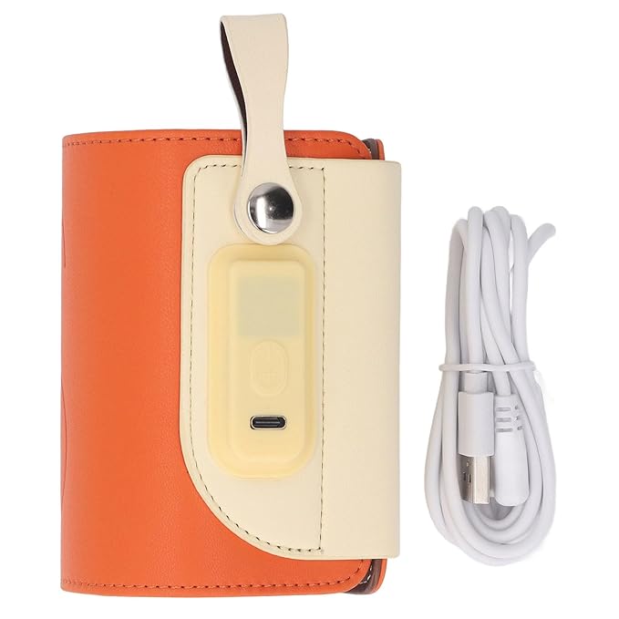 PU Material, 5 Temperature Settings, USB Powered Bottle Warmer for Travel, Long Lasting Warmth with LCD Display
