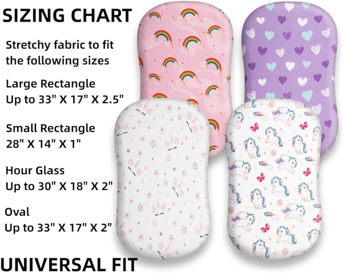 4 Pack Soft Baby Girl Bassinet Sheets for Bassinet Mattress Unicron Rainbow Heart Cute Neutral Polyester Unisex Fitted Bassinet Sheets Set for Baby Girls