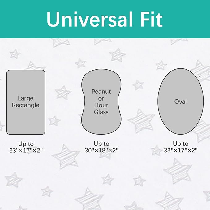 Bassinet Sheets Fit for Oval, Hourglass, Rectangle Bassinet Mattress, 2 Pack 100% Cotton Sheets for Halo, 4moms, Maxi-COSI, Delta, Baby Delight Bassinest, Unisex Fitted Sheet for Baby Girls