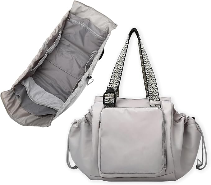 Diaper Bag Tote for Moms & Women, Large Capacity Multi-Functional Tote with 16 Compartments, Convertible Backpack & Shoulder Bag for Work, Travel, Shopping & Picnic (Stone Gray)