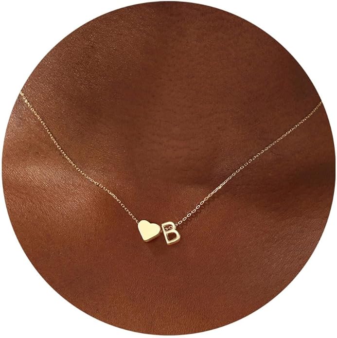 Turandoss Heart Initial Necklace for Women Teen Girls - 18K Gold Plated Letter A-Z Pendant Necklace Dainty Heart Necklaces Tiny Initial Necklaces Birthday Gifts for Women Jewelry