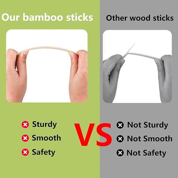 1/2 x 48 Inch 25 PCS Dowel Rods Wood Sticks Wooden Dowel Rods - Unfinished Bamboo Sticks - for Crafts and DIYers