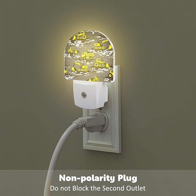 Cartoon Construction Vehicles Night Light for Kids,Excavator Loader and Truck Night Light Plug in with Dusk to Dawn Sensor,0.5w Energy Saving Nightlight for Boys Girls Home Decor