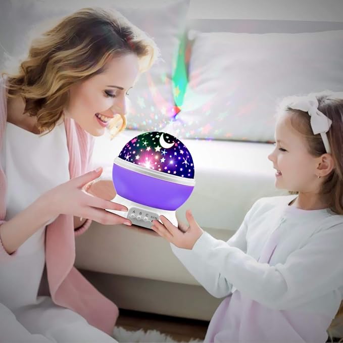 Star Projector Night Lights for Kids, Birthday Gifts for 1-4-6-14 Year Old Girl and Boy, Projection Lamp for Kids Bedroom, Glow in The Dark Stars and Moon for Child Asleep Peacefully- Purple