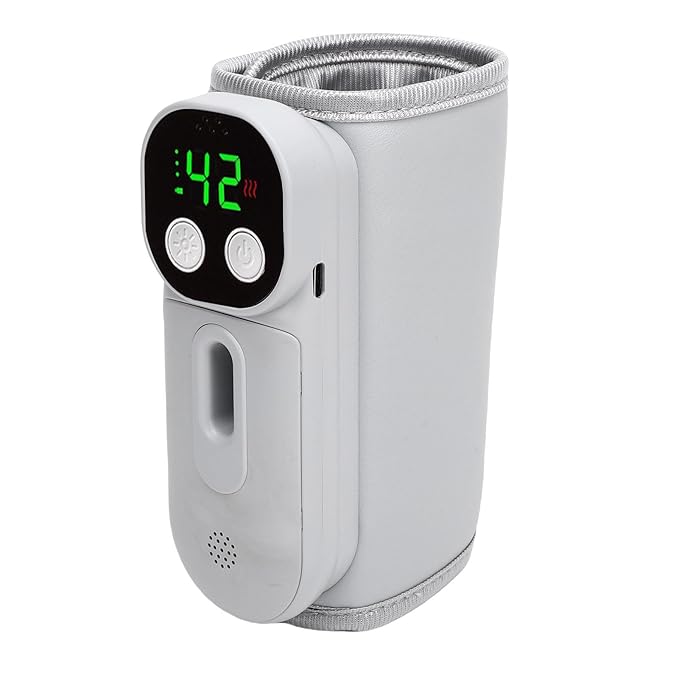 Fast Heating Baby Bottle Warmer, Voice Control Rechargeable Portable Warmer, 360° Surround Heating with Night Light, for Travel on The Go, 7 Temperature Settings