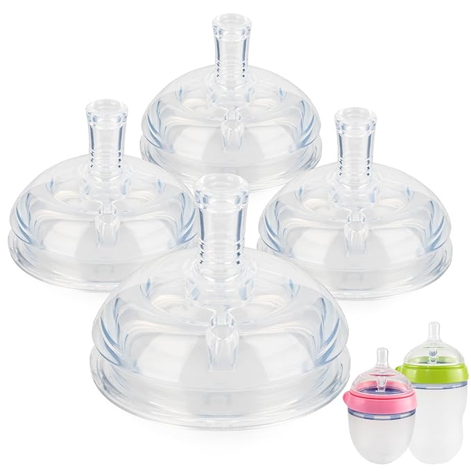 Sippy Straw Cup Nipples for Comotomo Baby Bottles,Food Grade Silicone Straw Top，Variable Flow Soft Nipple，6m+,4-Count