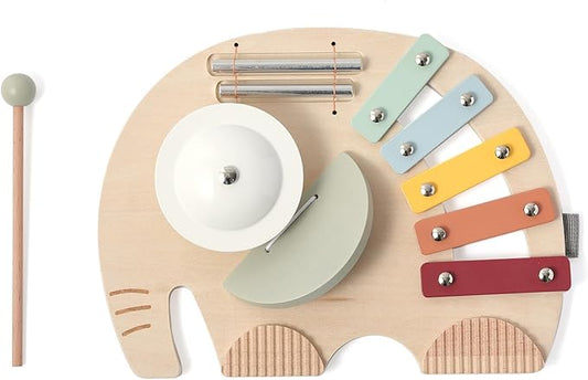 Promise Babe Wooden Elephant Musical Instruments for Toddlers, Baby Xylophone Percussion Instruments Toy for Kids, Montessori Educational Music Toys, Gifts for Girls Boys