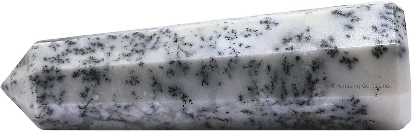 Amazing Gemstone Dendrite Opal Crystal Towers - Natural Healing Crystal Point Obelisk for Reiki Healing and Crystal Grid (3 Inch)