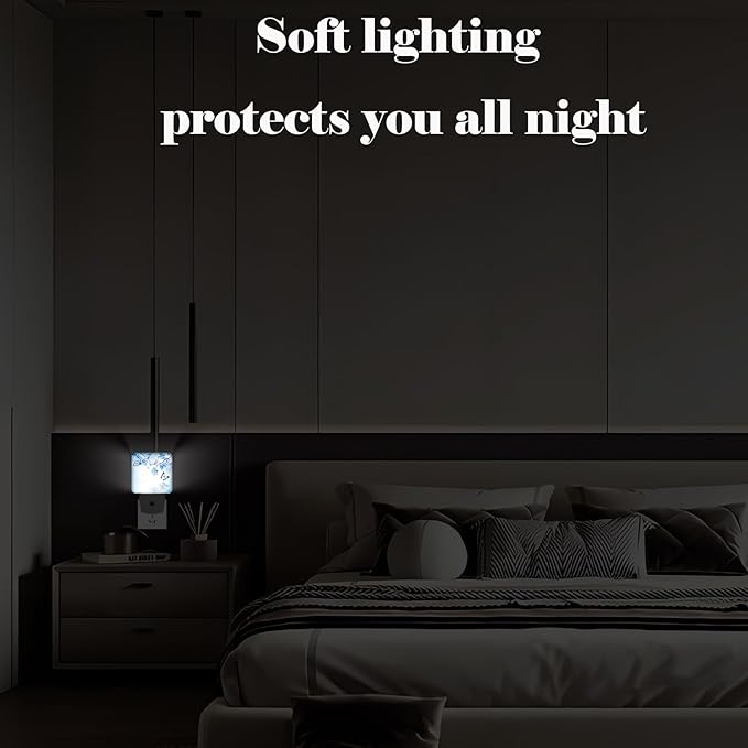 Orchids and Butterflies Night Light,Plug Into Wall with Dusk to Dawn Light Sensors, Warm Nightlights for Bedroom, Bathroom, Hallway, Kitchen, Gifts Ideal for Boys Girls Women Men