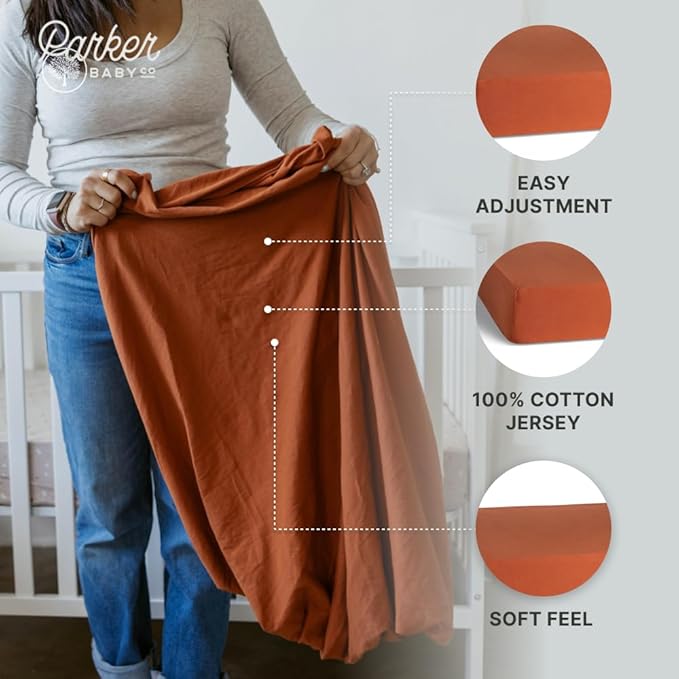 Parker Baby Soft & Durable Fitted Baby Crib Sheets | Snug Fit for Standard Crib Mattresses | Machine Washable, Fade-Resistant & Modern Nursery Designs