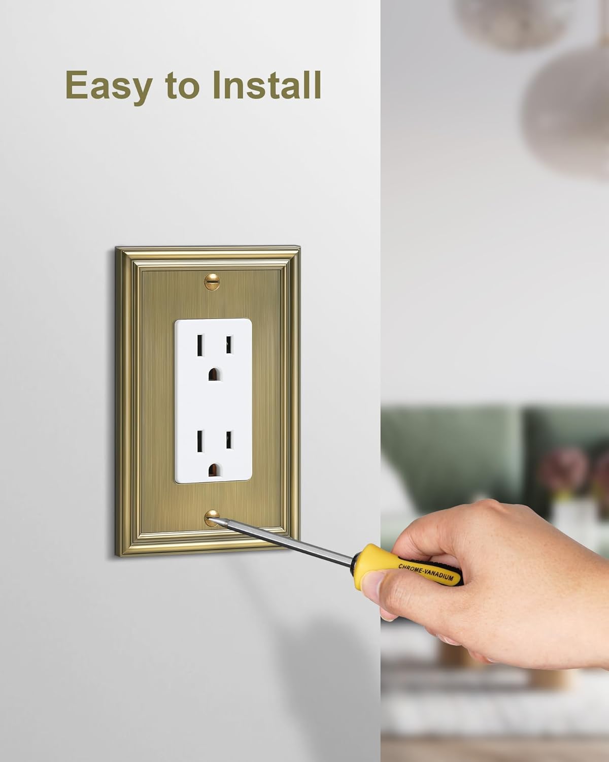 2-Pack Decorator Outlet Cover Plate, Antique Brass Decorative Switch Plates and Outlet Covers, Durable Zinc Alloy Wall Plates for Electrical Outlets, Receptacle, GFCI Outlet, Dimmer Switch