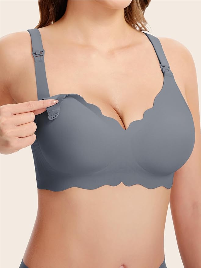 Angelhood Nursing Bras for Breastfeeding Ultra Comfort Seamless Maternity Bra Wireless Pregnancy Bralette with Bra Extender