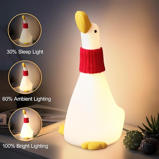LED Duck Night Light for Baby Nursery, Toddler Fun Dream Duck Light Silicone Squishy Lamp, Rechargeable Bedside Touch Lamp, Christmas Gifts, Room/House Decor for Kids