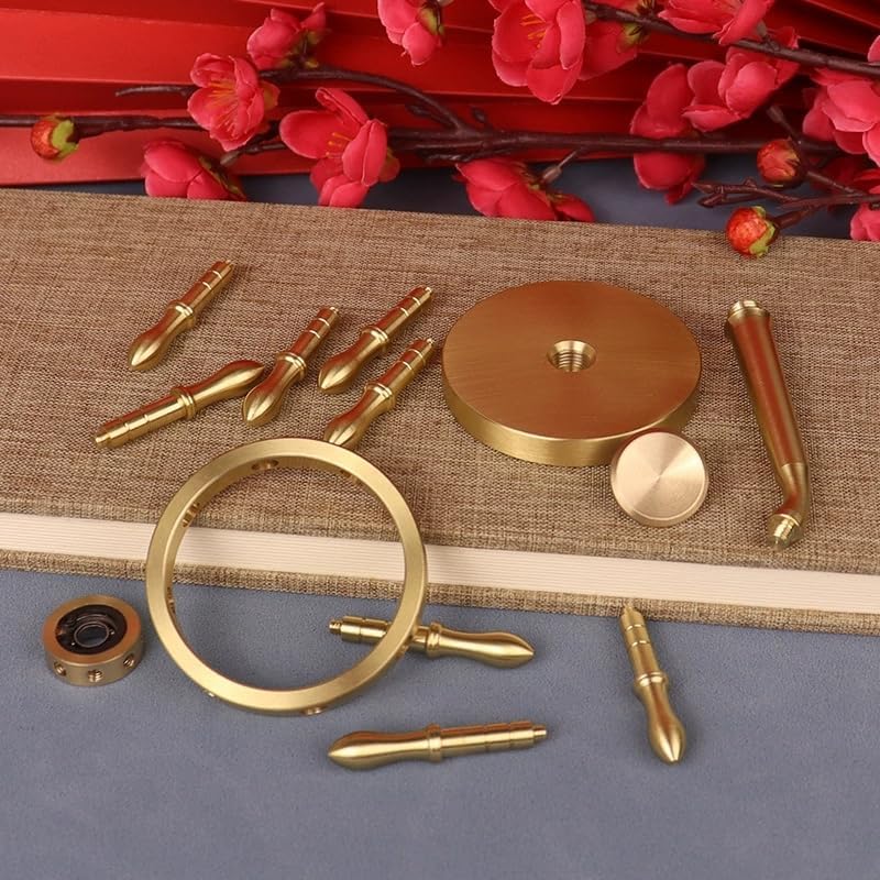 Brass Spinner Ship Wheel, Kinetic Desk Toy Spin with Stand, High Speed Bearing Metal Hand Spinners Anxiety Finger Tabletop Toys Gyro （Small）