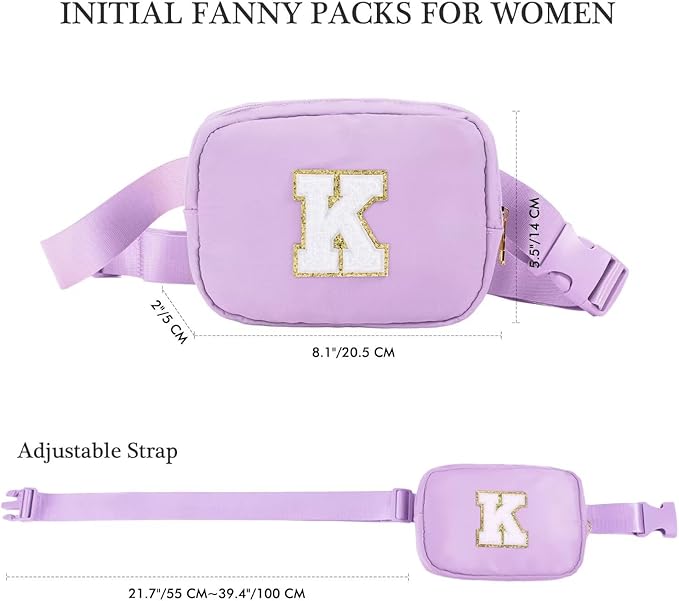 YOOLIFE Birthday Gifts for 4 5 6 7 8 9 10 11 12 13 14 Year Old Girls - Initial Fanny Pack Belt Bag Purse for Girls Teens Daughter Sister Niece, Personalized Trendy Stuff for Teen Girl Kids | Purple G