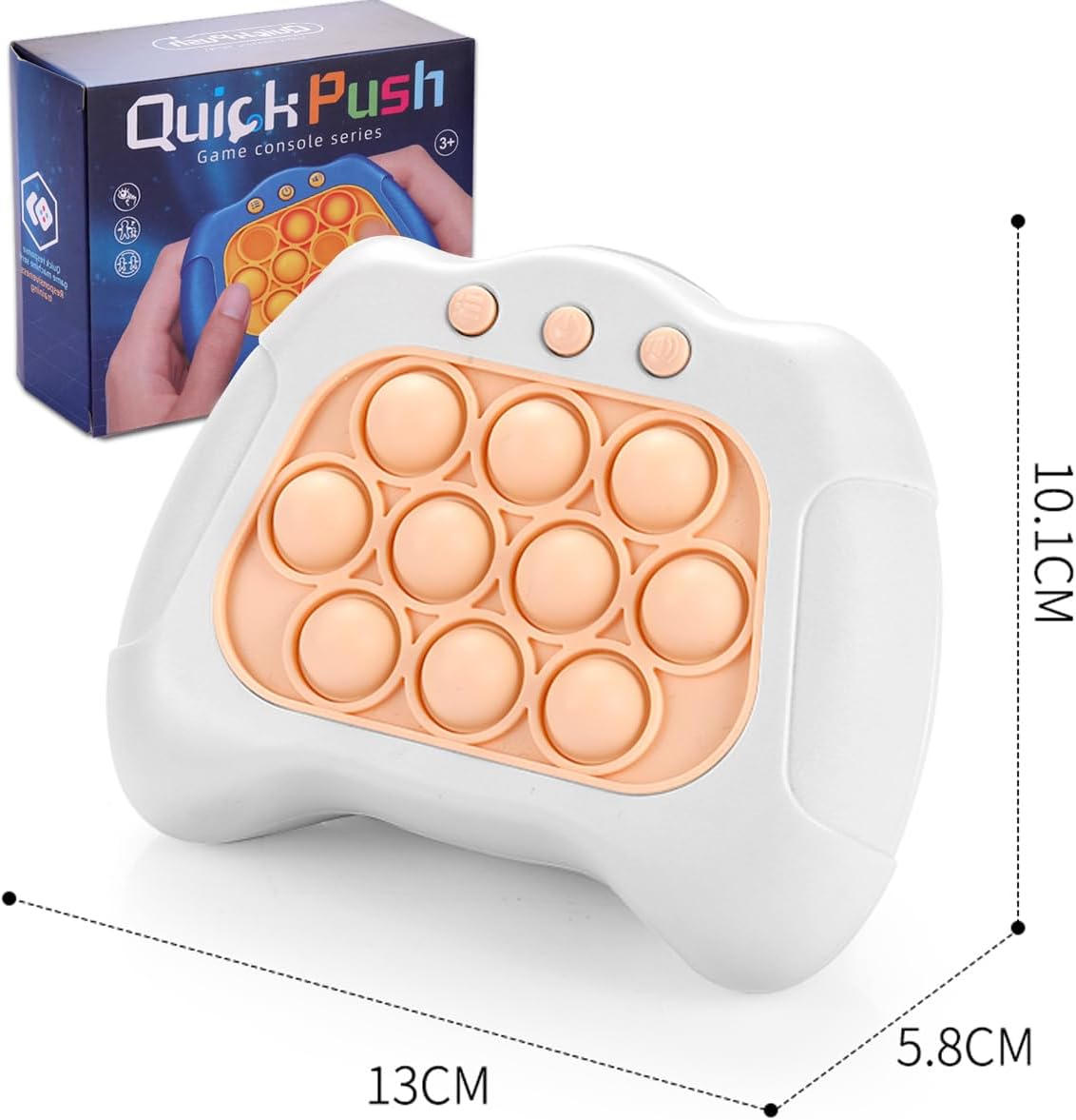 Quick Push Bubble Game,Popping Game Light up Pop Fidget Toy for Kids,Fast Push Console Game for Ages 3-12 for Boys and Girls,Handheld Puzzle Game Sensory Toys (White Universal)