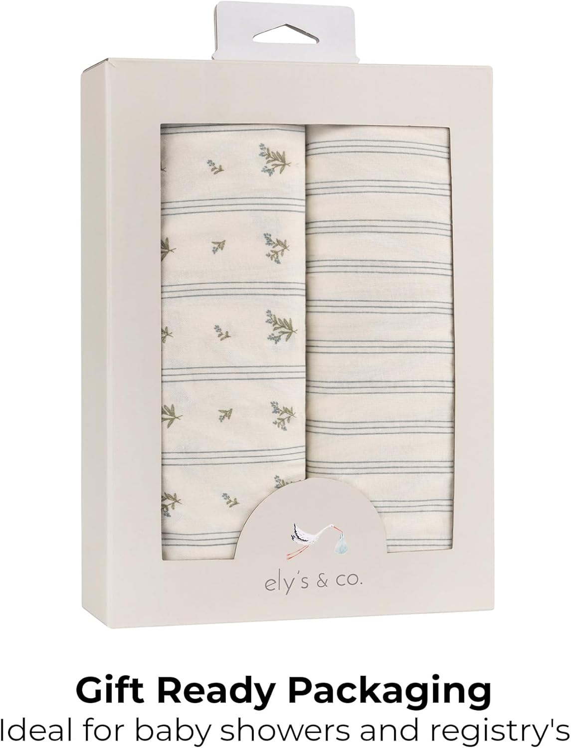 Ely's & Co. Pack and Play Sheets, for Mini/Portable Crib, 2 Pack Fitted Playpen Play Yard Sheet Set Compatible with Graco Pack n Play, for Baby Boys, 100% Cotton, 38”x24”x5” Blue Linear Berry Leaf